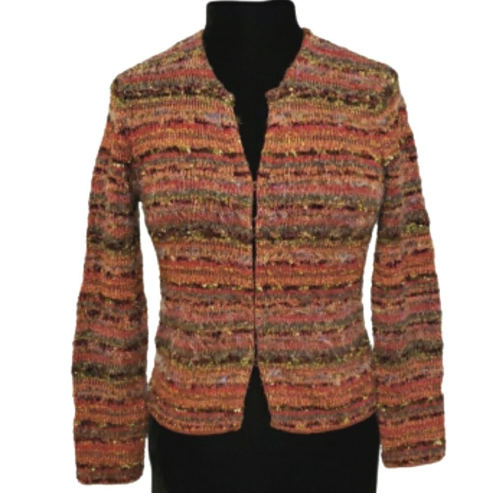 Talbots Blazer Silk Wool Blend‎ Eyelash Knit Cardigan Sweater Petite Casual